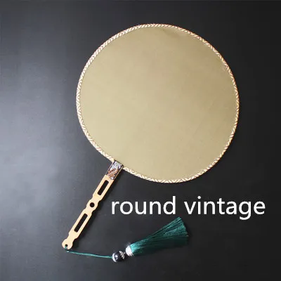 vintage round High End пустой натуральный шелк тутового шелкопряда веер из ткани китайский традиционный ремесло бамбуковая ручка веер для женщин взрослых DIY Изобразительное искусство живопись - Цвет: vintage round