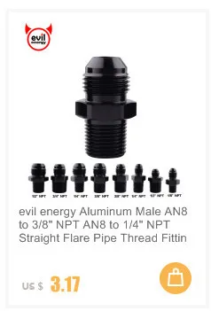 Злые энергетические алюминиевые AN6 штыревые до 3/" NPT AN10 до 3/4" NPT AN8 до 1/" прямые расклешенные трубы, резьбовые фитинги, адаптер для шланга