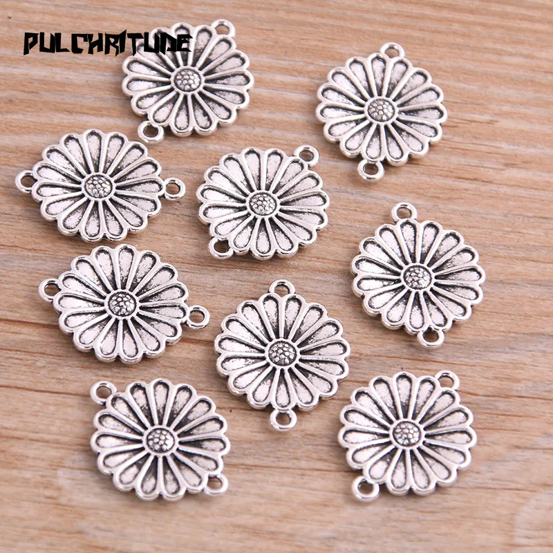 20 шт. соединитель для изготовления ювелирных изделий двухцветные цветы 18*23