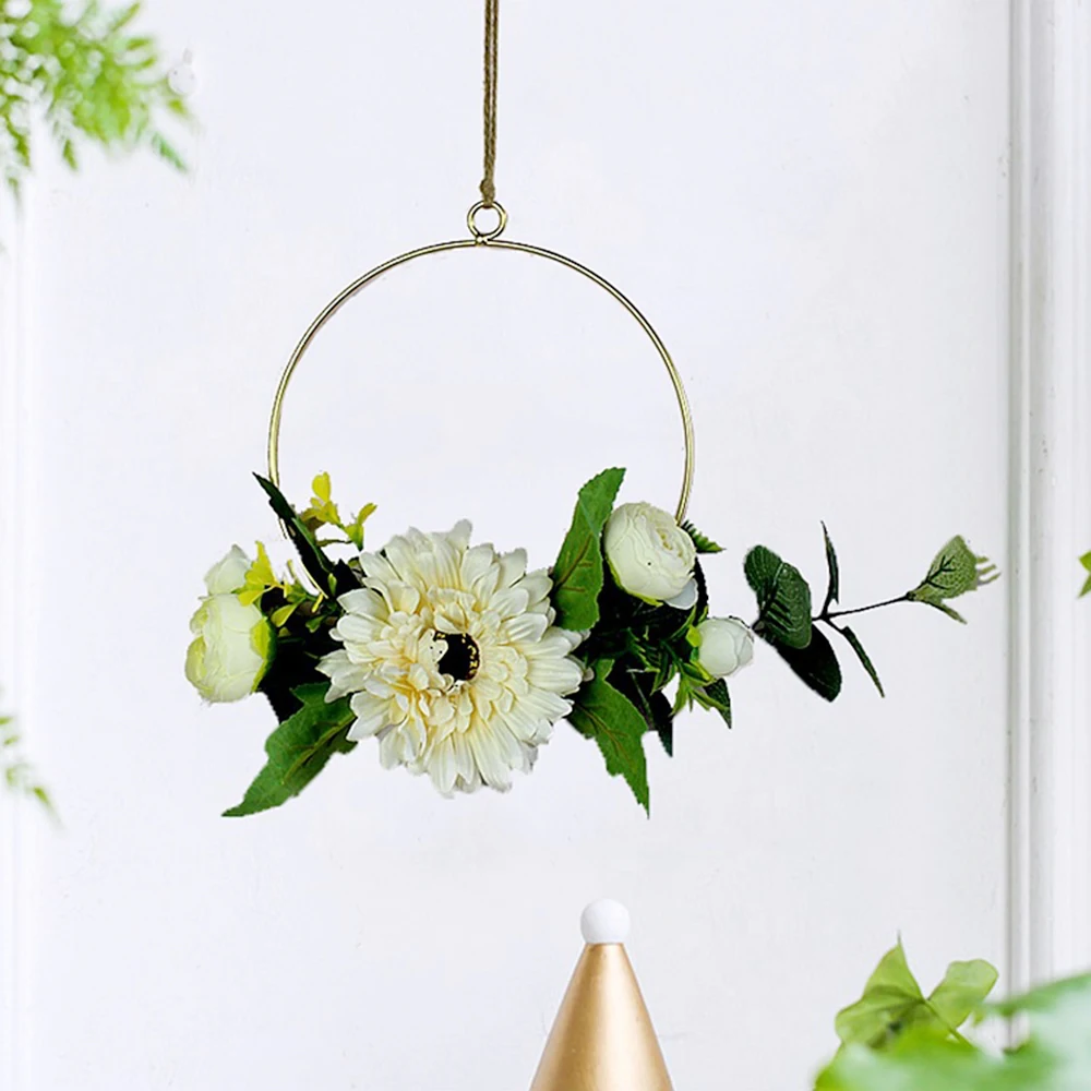 Украшение для дома железная подвеска-кольцо гирлянда искусственное растение