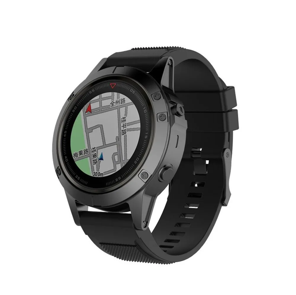 Черный ремешок для часов Garmin Fenix 3/Fenix 5X быстросъемный силиконовый 26 мм