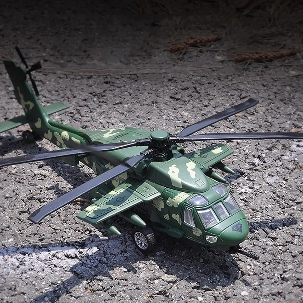 

1/72 Alloy Diecast Black Hawk Helicopter Pull back Model with Sound Light Toy Gift For Children