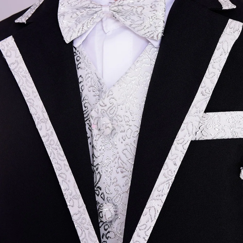 

5PCs Infant Toddler & Formal Boy Suit Children Long Tail Wedding Party Suit with vest Black Sz 2-12