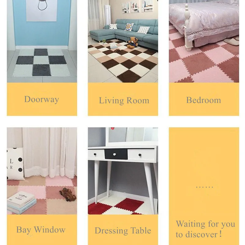 

Children Carpet Mat Puzzle EVA Foam Shu Velveteen Baby Play Mat Interlock Exercise Floor Mat for Baby Gym Tapete Infantile