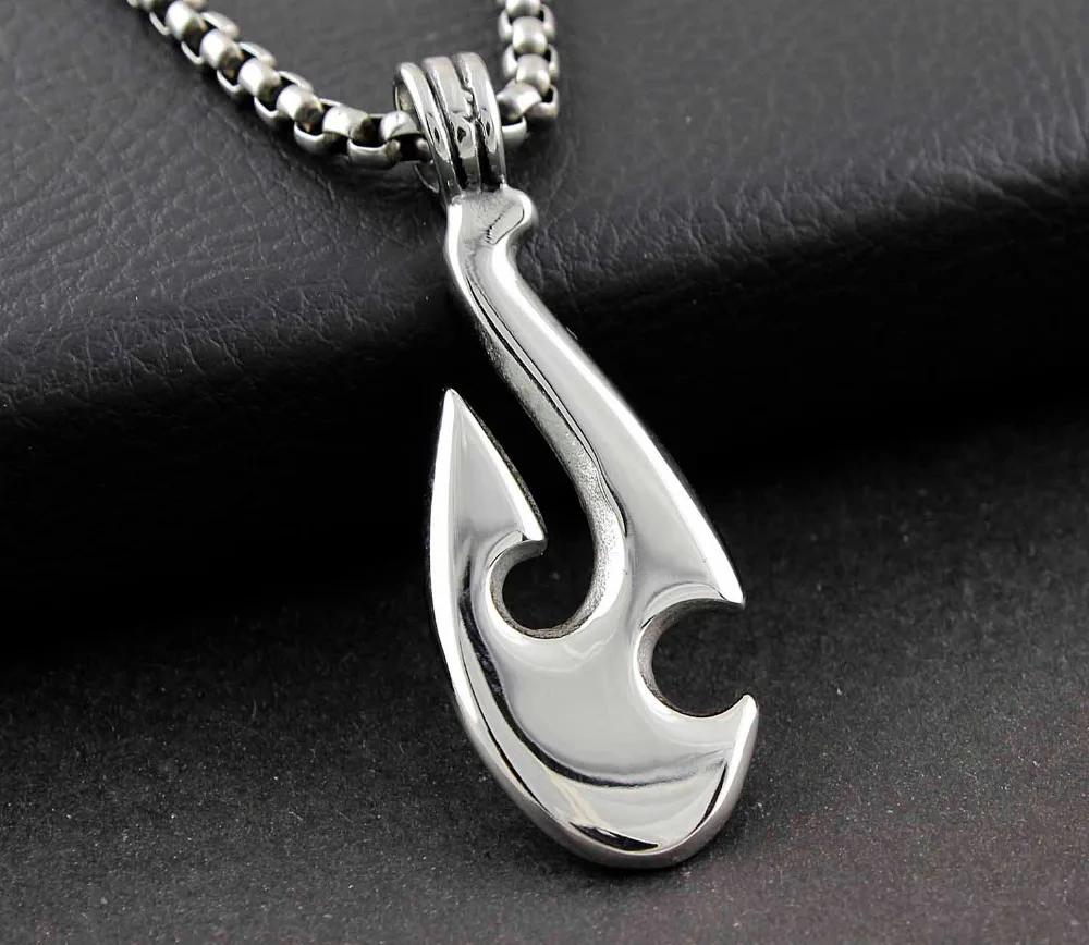 316L из Нержавеющей Стали Маори рыбы крюк племени подвеска тату ожерелье + цепь
