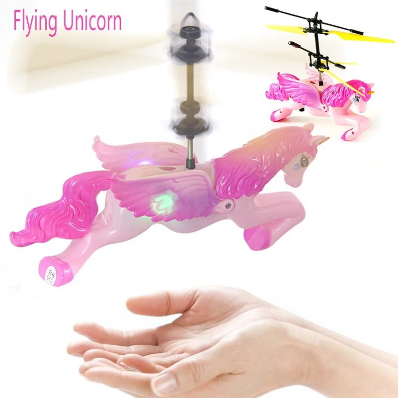 RC LED Infrared Induction Remote Control Flying Unicorn - Kids Gifts image 2