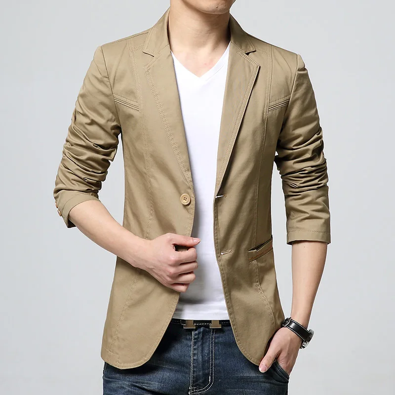 Fashion Blazer Mens Slim Fit Masculino Business Casual Stylish Spring Autumn Solid Color Blazers | Мужская одежда