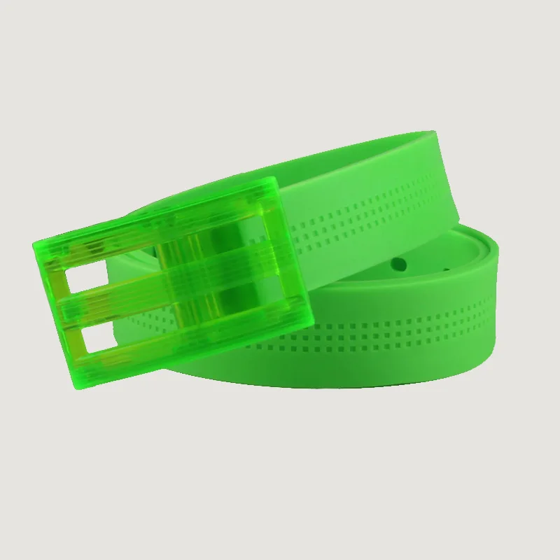 New Design Silicone Belts Men High Quality Belts For Women Rubber Leather Smooth Buckle Belts For Women Men - Color: Light Green