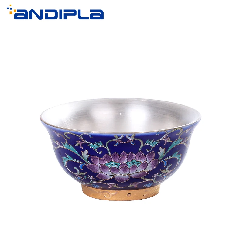 60 мл Цзиндэчжэнь ручная работа с посеребрением эмалированная Серебряная чашка