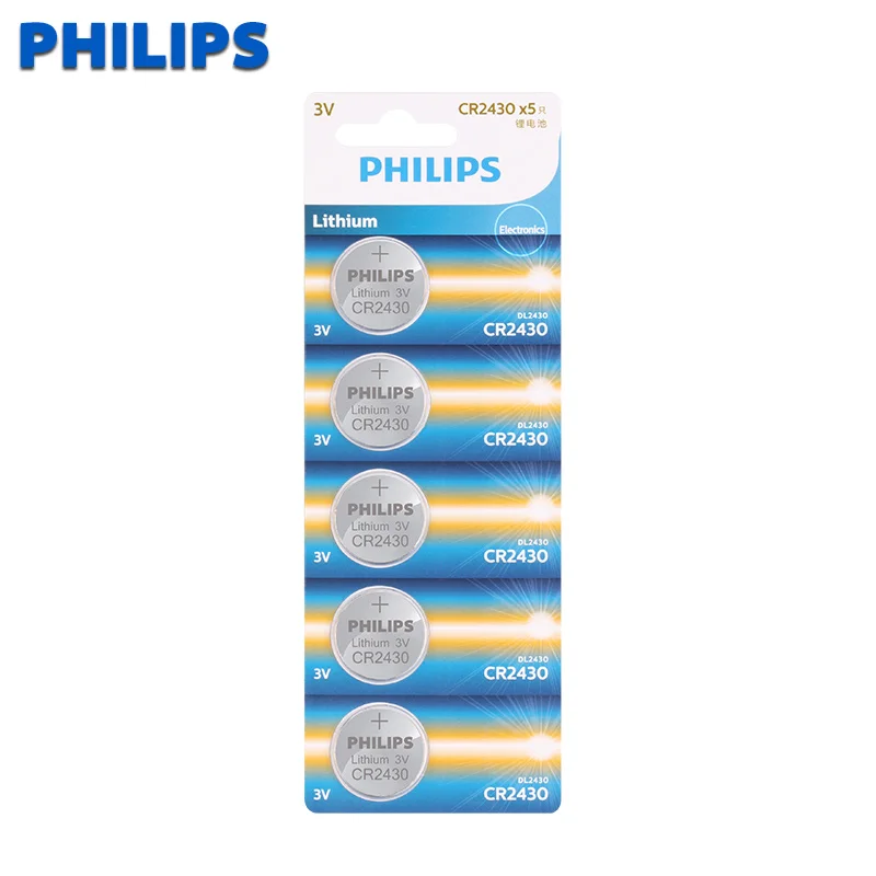 Philips 5 шт. новый оригинальный CR2430 3V CR 2430 кнопочный аккумулятор автомобильный пульт