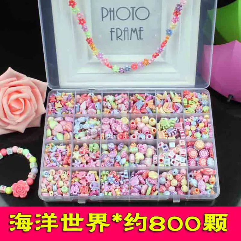 800Pc beads Бусины для самостоятельного изготовления украшений игрушки для детей ручной работы ожерелья, браслеты, ювелирные изделия Бисер для изготовления комплект девочек развивающие игрушки perles pour enfant - Цвет: 800Pc beads