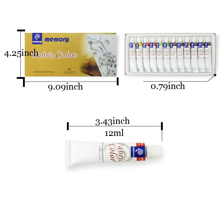 12 Colors DIY Water resistant Tube Set Acrylic Fabric Paint Color Painting Textile Art|art colors|painting acrylic color setcolors painting |