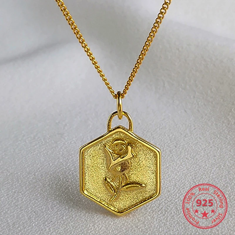 

No Fade Gold Plated 925 Silver Fashion Beaitify Rose Pendant Necklace Jewelry for Women