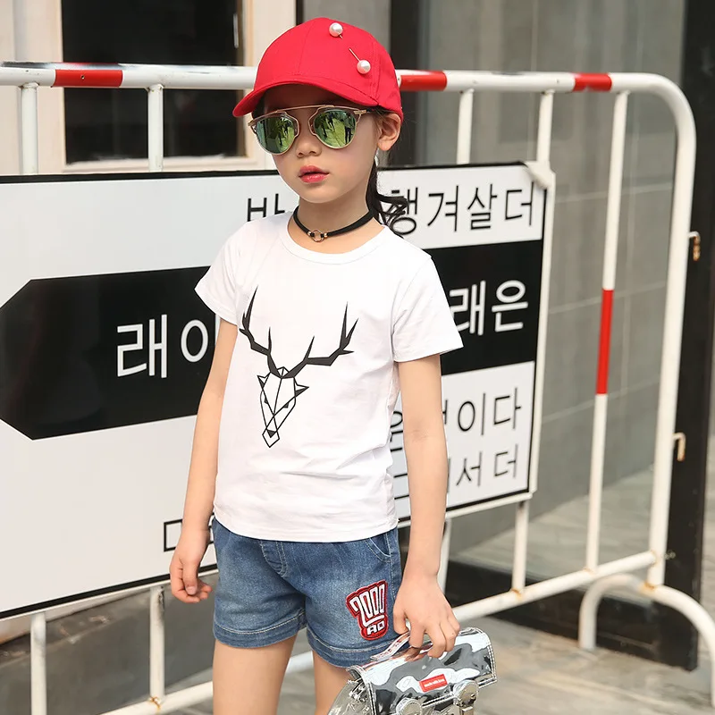 Лето Дети Одежда Девушки Устанавливает Хороший Хлопок Футболки Джинсовые Шорты