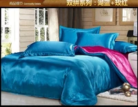 green blue hot pink silk bedding set satin sheets queen full quilt duvet cover super king size bed in a bag linen bedspreads