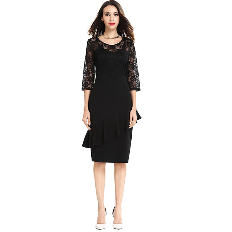 HOLMAI Весна Женщин Элегантный Кружева See Through Тонкий Карандаш Dress мать Невесты