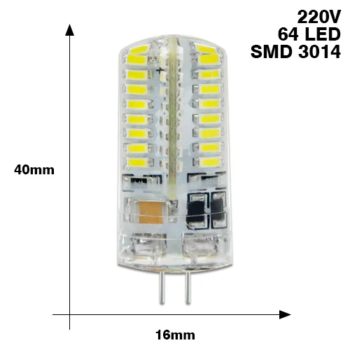 G4 220V 3014 64L 6 шт. лампада светодиодный G4 Лампа 220V 1 Вт 3 Вт AC/DC 12V G4 светодиодный лампы SMD3014 2835 24 48 64 104L заменить 10 Вт 30 Вт галогенная лампа светильник 360 Угол луча - Испускаемый цвет: G4 220V 3014 64L