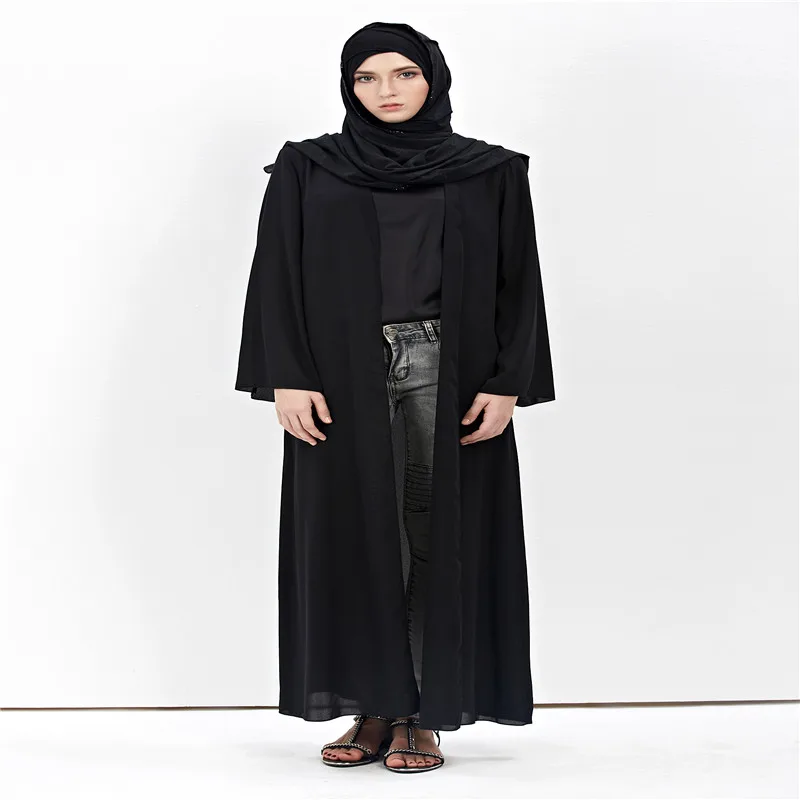 Мусульманский женский кардиган с открытым передом Модный корейский пеньковый