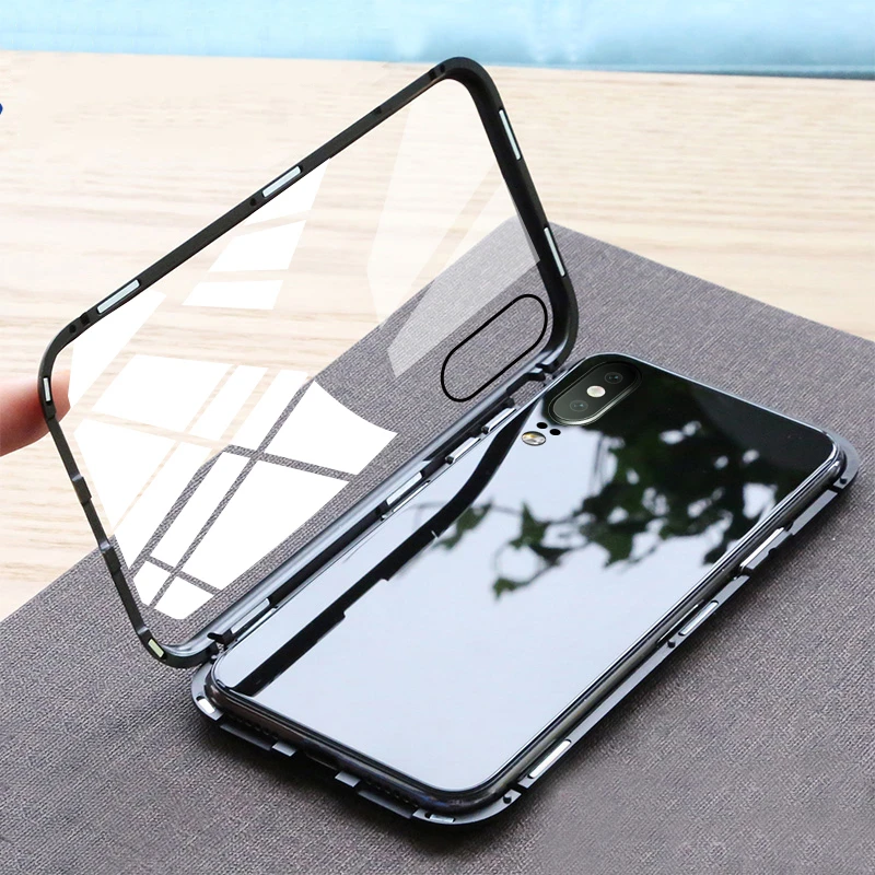 SPCASE Luxury Magnetic Adsorption Metal Frame Phone Cases For Huawei P20 Pro Mate 10 Magnet Tempered Glass Cover |