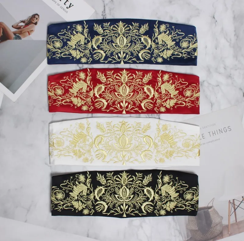 [EWQ] Летний Новый Ретро женский пояс с вышивкой сзади Новинка Эластичный и