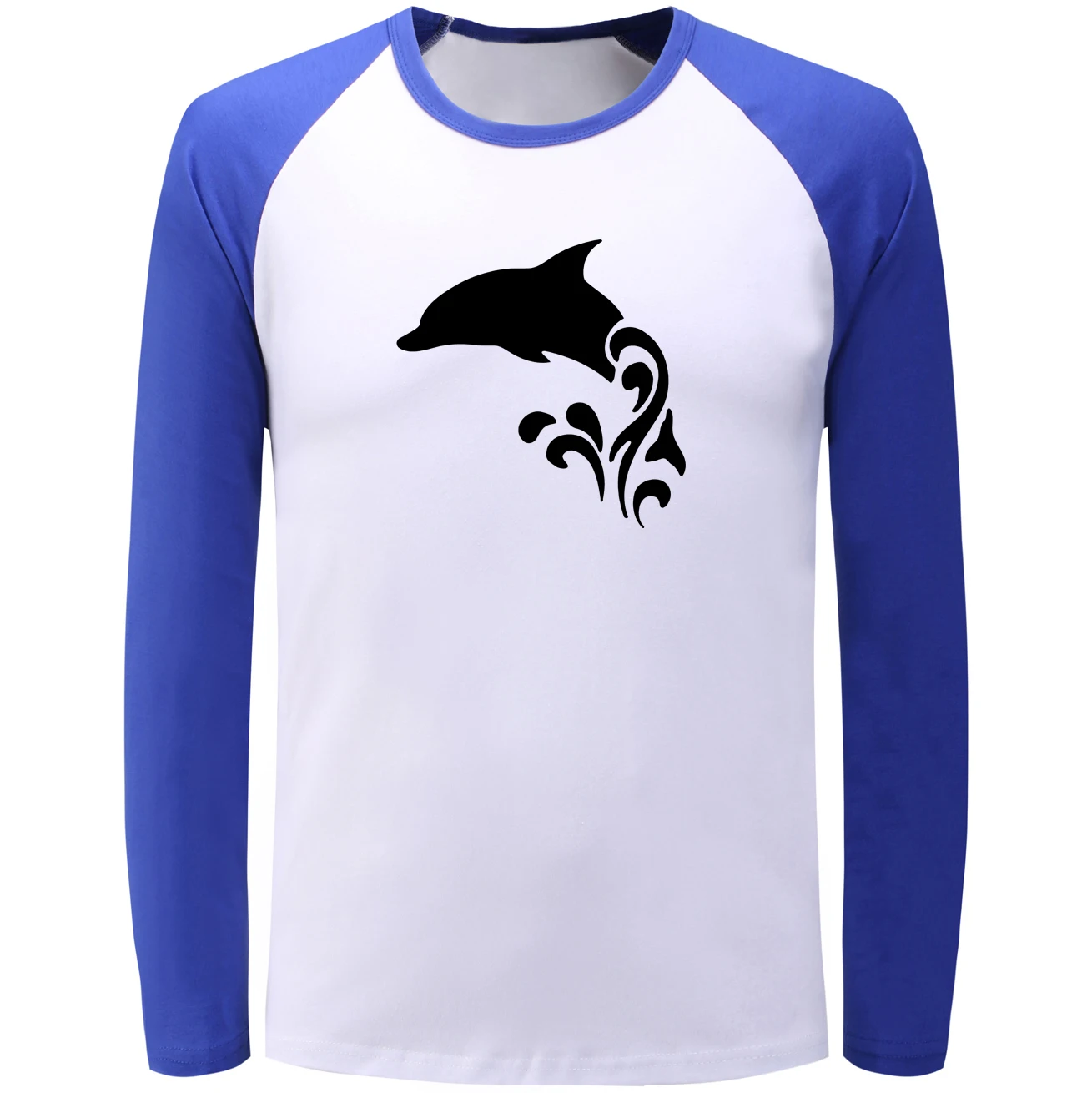 IDzn унисекс реглан с длинным рукавом футболки забавный Дельфин в воде графическая