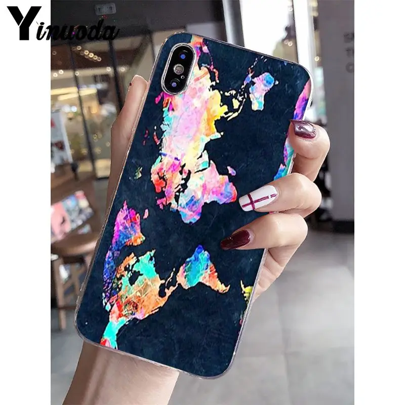 Yinuoda карта мира план путешествий Мягкий силиконовый чехол для телефона для iPhone 8 7 6 6S Plus X XS MAX 5 5S SE XR 10 чехол s