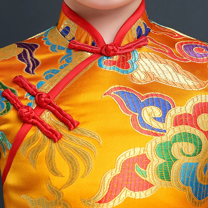 Китайское традиционное платье дети красный Cheongsam дети детский сад для девочек принцесса танец цветы Qipao платье на день рождения