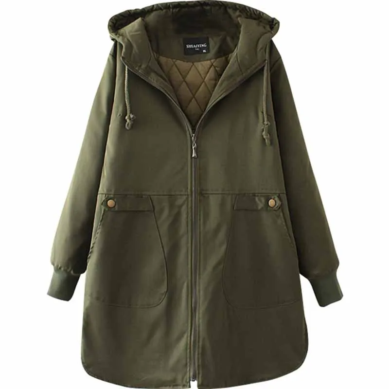 Модные зимние Хлопковые женские парки, большие размеры, XL-4XL, с капюшоном, плотные, сохраняющие тепло пальто, женские свободные куртки с хлопковой подкладкой G347