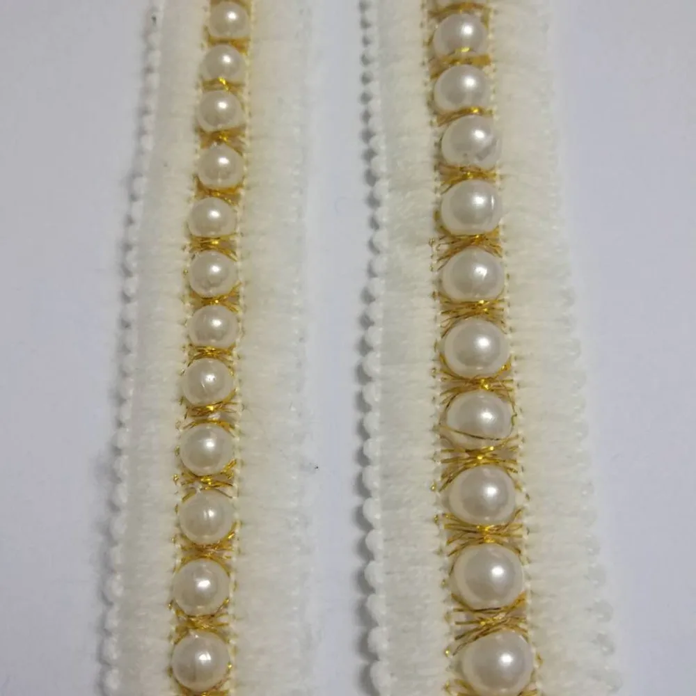 5 ярдов бусины жемчуг белое золото обрезка кружевная лента отделка аппликация