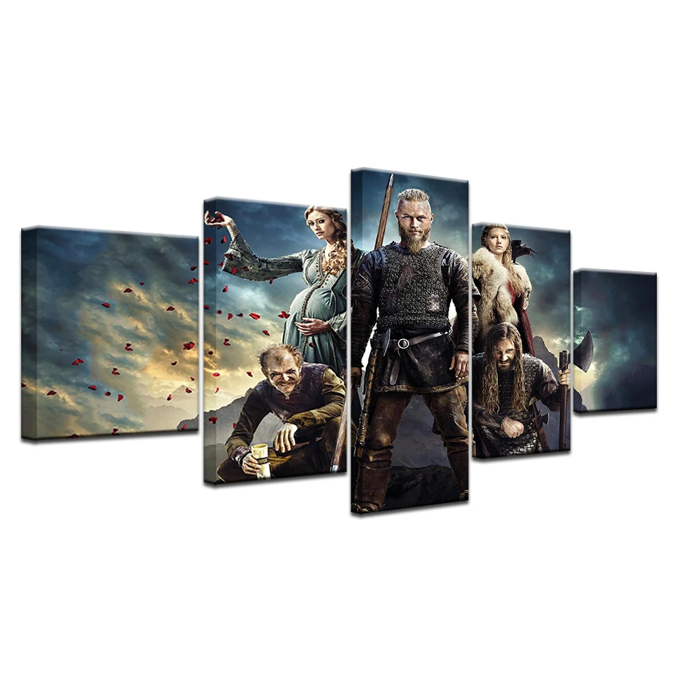 

5Panel/piece HD Printed Viking Chief TV Show canvas painting wall posters For home living room decoration