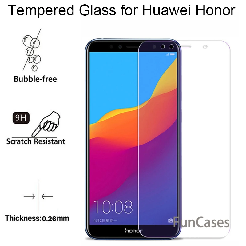 9H HD закаленное стекло для Huawei Y6 Prime 2018 Y9 Y7 Y5 Защитное экрана на Honor 7A 7C Pro пленка