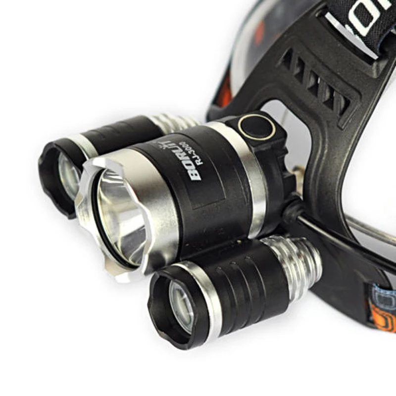 BORUIT 6000lm 3x XM-L T6 светодиодный 4-режимный налобный фонарь + 2X18650 зарядное устройство
