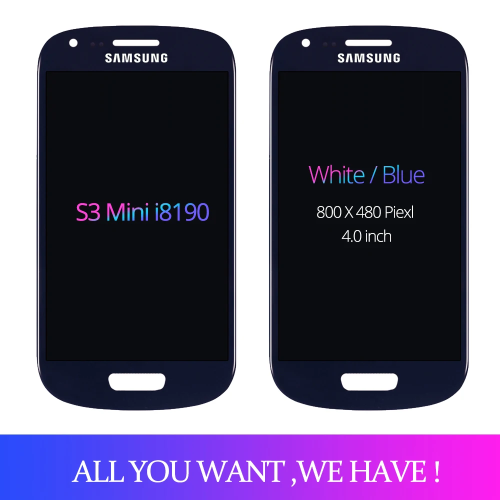 100% протестированный синий/белый ЖК-экран для Samsung Galaxy S3 Mini i8190 i8190N i8195 ЖК-дисплей и