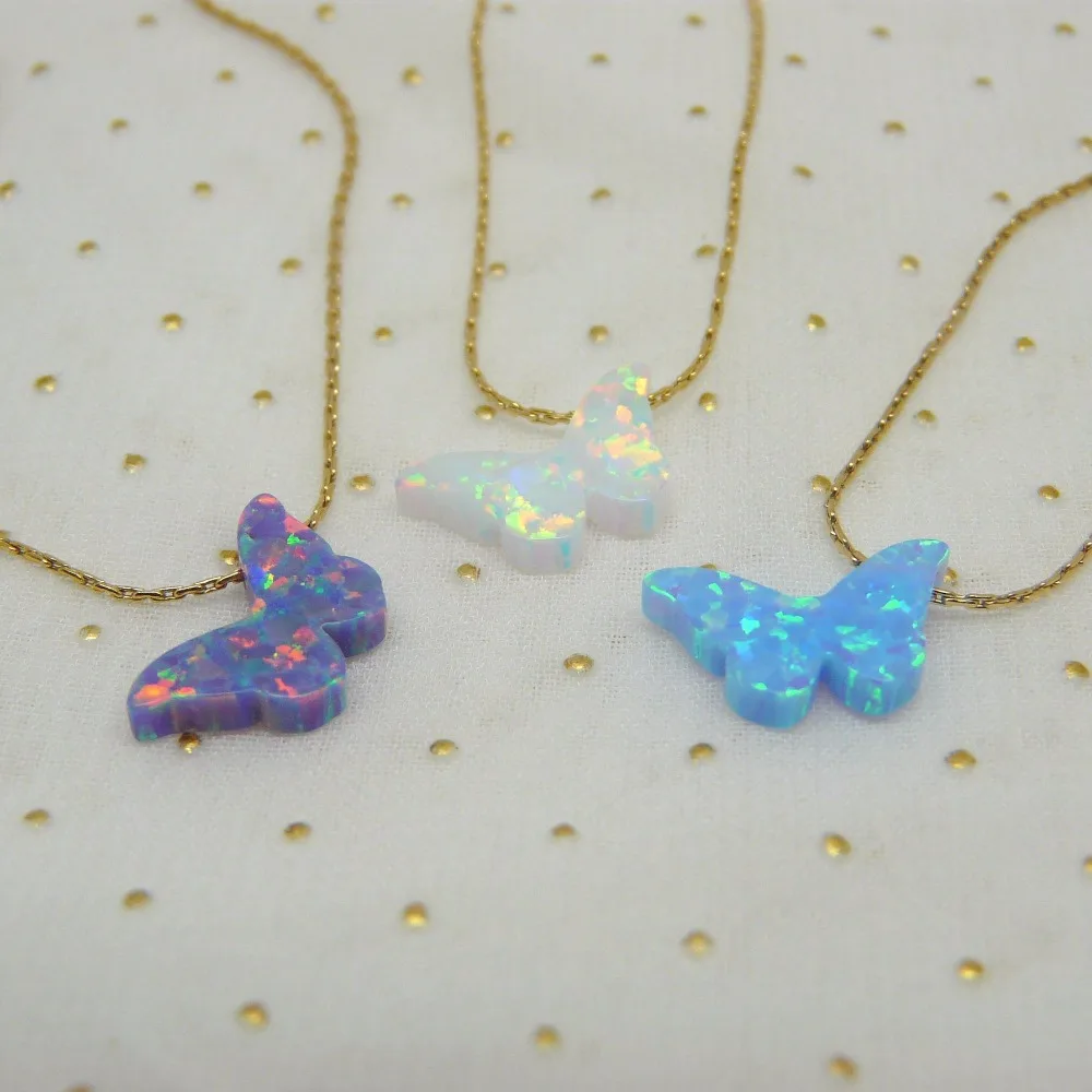 20 шт./лот ожерелье из стерлингового серебра 925 пробы с опалом в виде бабочки