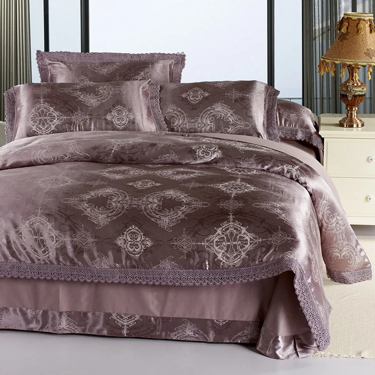 Роскошный комплект постельного белья шелк сатин Жаккард Пододеяльник простыни