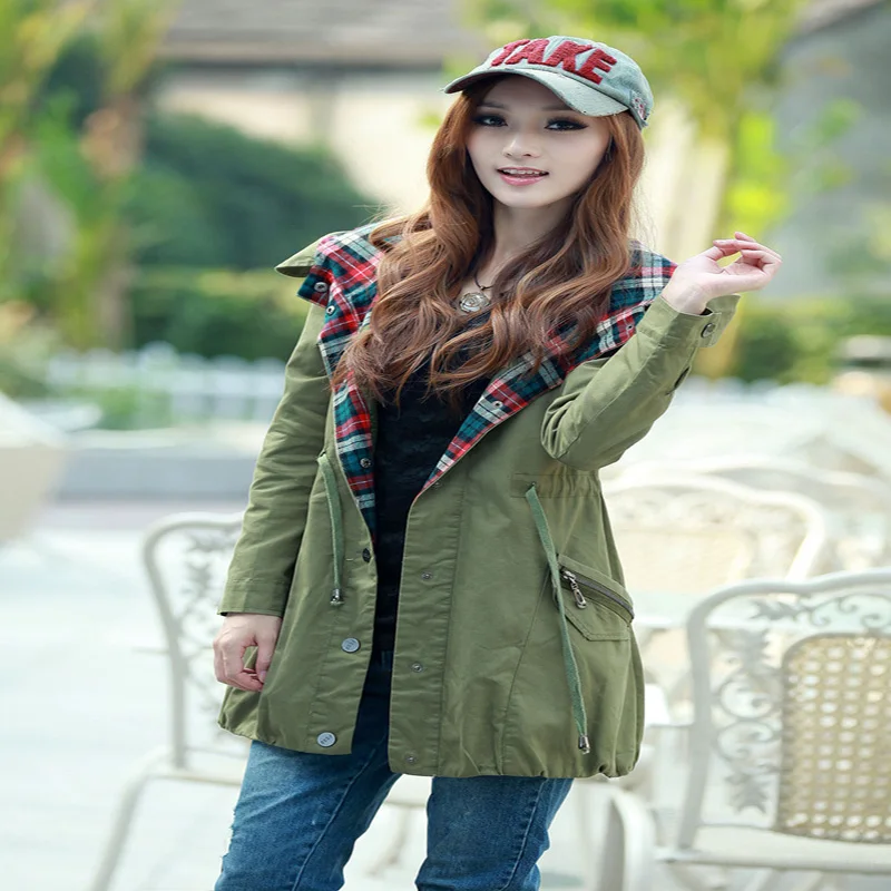 2016 Осень Мода Новый женский с капюшоном длинное пальто хлопковая куртка Для