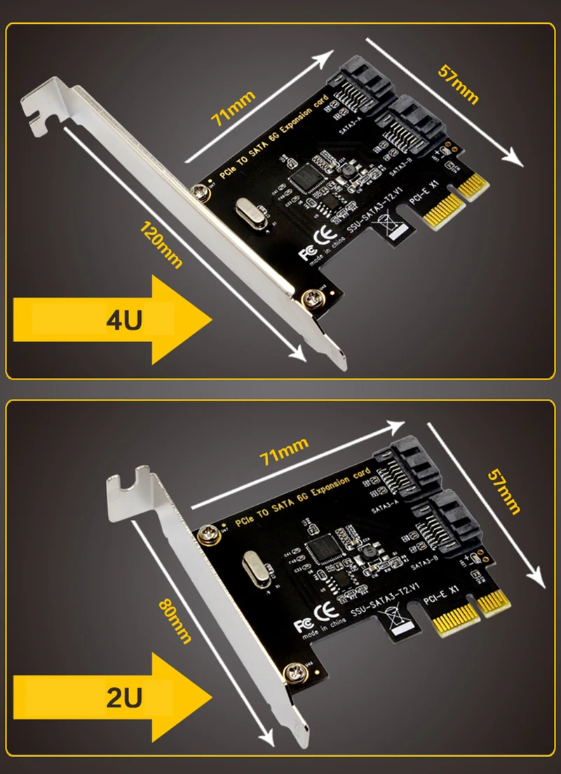 Платы расширения H1111Z PCI-E SATA 1X 4X 8X 16X PCI-E PCI Express to SATA 3,0 с 2 портами SATA III 6 Гбит/с
