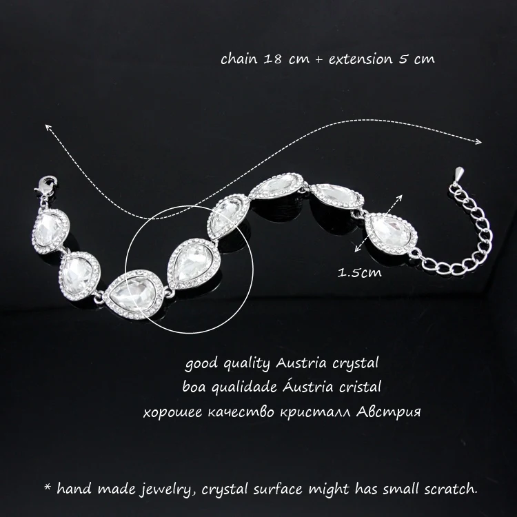 Серебристый свадебный браслет OCESRIO с кристаллами для подружки невесты звеньевой