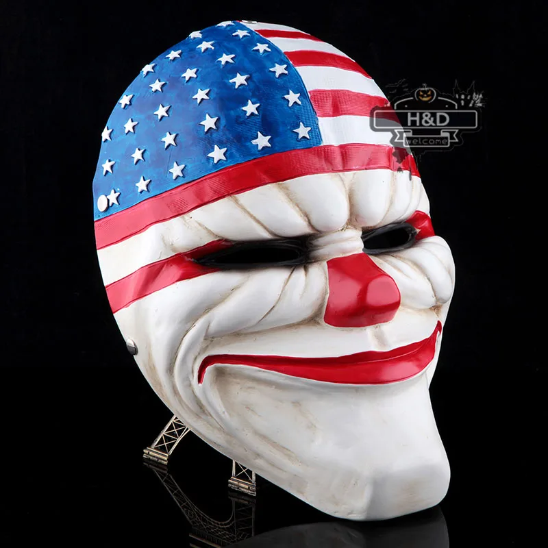 H& D ужасная маска на Хэллоуин Payday 2 маска новейшая тематическая игра серия полимерные страшные маски клоуна для маскарада вечерние декор стен искусство - Цвет: M1401400