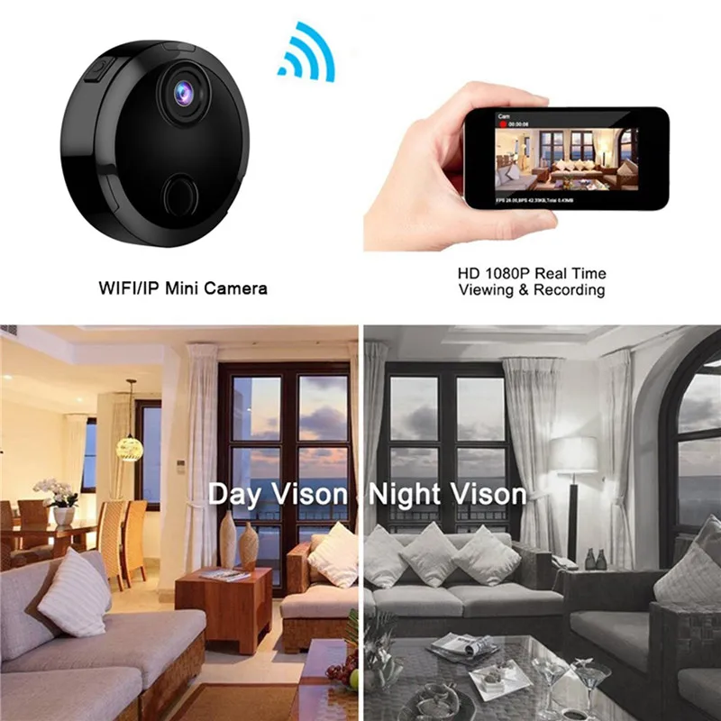 Мини Портативный 1080 P Full-HD видеокамера Professioal Ночное видение инфракрасный Камера Wi-Fi пульт дистанционного безопасности видеокамера бытовые мини-Cam онлайн камера для дома мини портативные видеокамеры камера