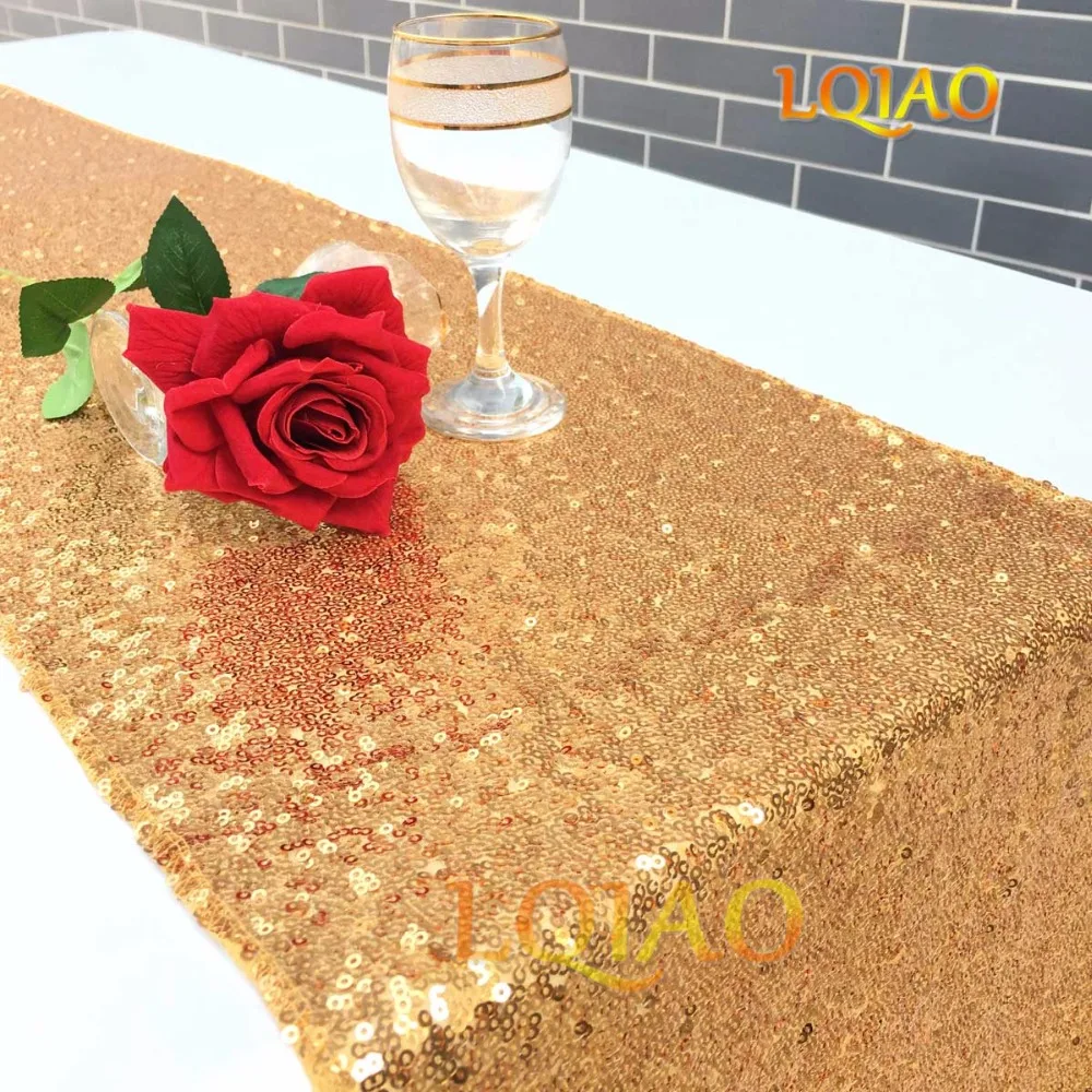 New30x180cm блестящий золотой цвет шампанского Серебро блесток скатерть для стола Свадебный декор украшения дома вечерние ткани обивка