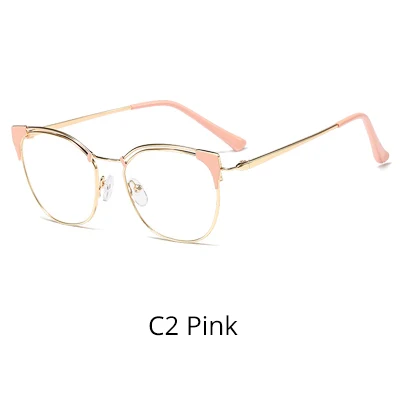 C2 Pink Ralferty оправа для очков в стиле кошачьи глаза женские очки Оптическая близорукость очки прозрачные металлические оправы очки женские oculos de grau F95537 - Цвет оправы: C2 Pink