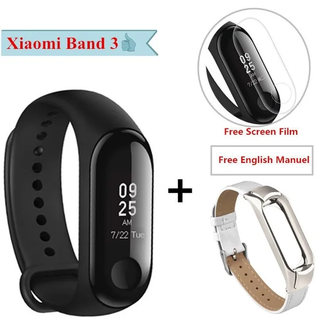 Add leather white Xiaomi mi Band 3 умный Браслет Водонепроницаемый отчет о погоде mi Band 3 водонепроницаемый АОН OLED экран умный Браслет mi band 3 - Цвет: Add leather white