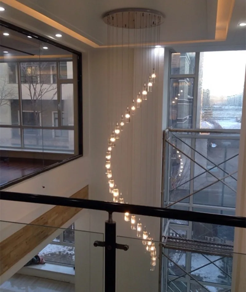 Modern crystal Chandelier led lustres de cristal Hanging Lamps for living room hotel lobby long Spiral Crystal suspension lamps |