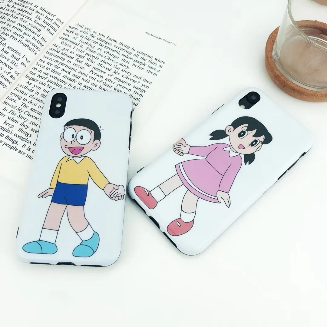 Япония аниме Дораэмон пара телефон чехол для iPhone 7 8 6 6s Plus Shizuka Nobita Apple IPhone X XS Max Xr Coque