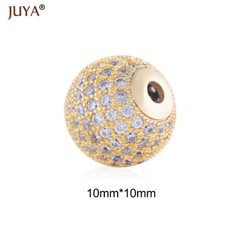 10mm beads gold Ювелирные изделия компоненты роскошный кубический цирконий Кристалл Круглый/корона бусины для diy модные аксессуары для браслетов колье - Цвет: 10mm beads gold