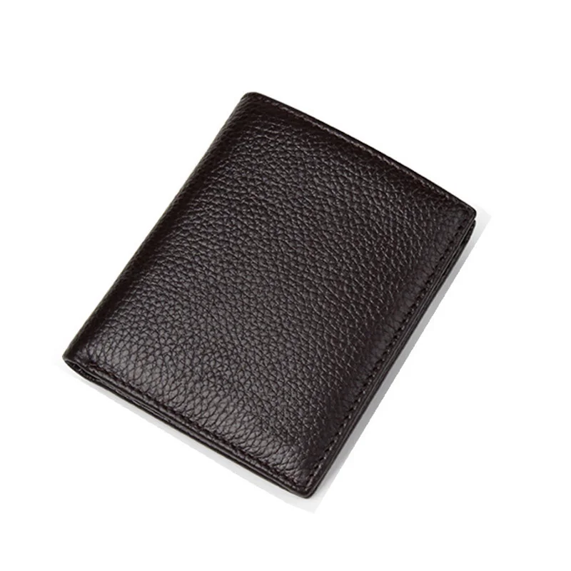 coffee DIDE Coffee Black Purse For Men Genuine Leather Men's Wallets Small Thin Male Wallet Card Holder Cowskin Soft Mini Purses - Color: coffee