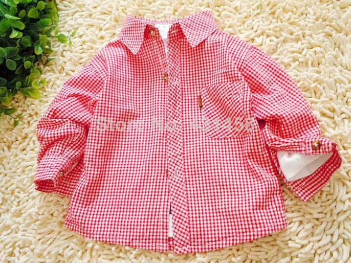 Baby Boy Cotton Long Sleeve Plaid Shirt SALE! Free Shipping Spring Autumn Full Single Button Turn-down Collar 11fg Classic |