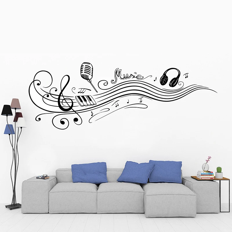 Музыкальная Мелодия виниловая DIY Настенная Наклейка музыкальная нотация