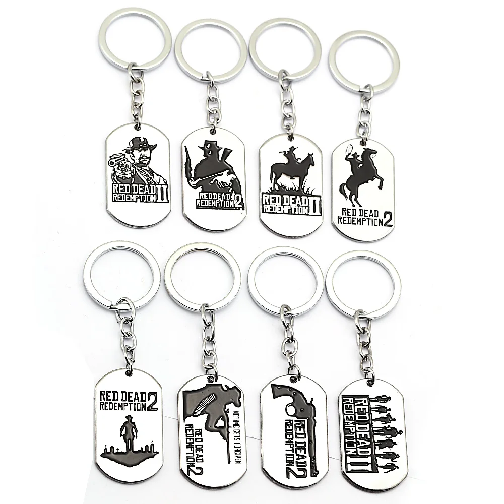 

Game Reddead Keychain Dog Tag Metal Key Ring Chain Silver For Men Car Women Bag Jewelry